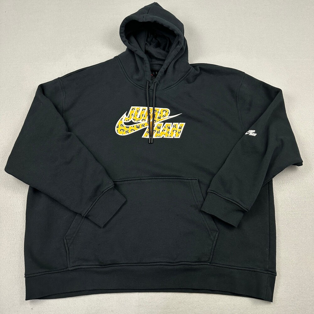 Jordan Hoodie Men 2XL Black Flight MVP Jumpman Animal Print Graphic Sweatshirt